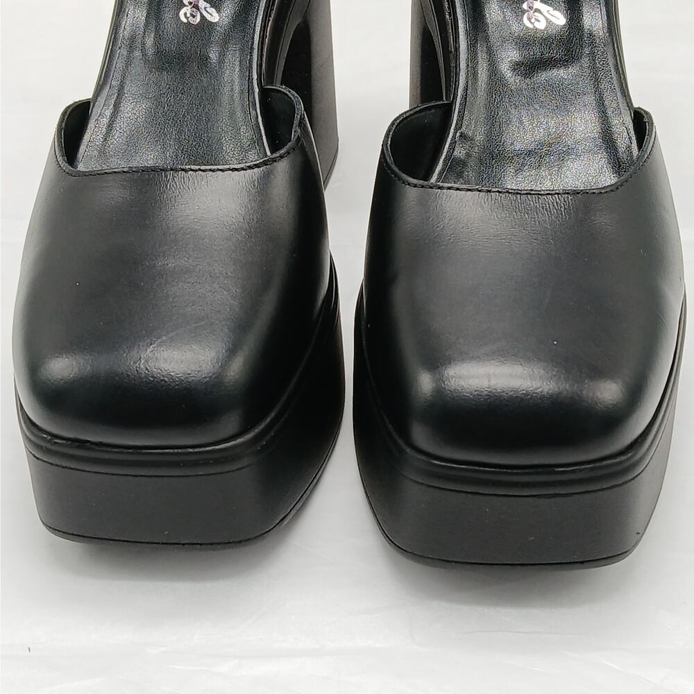 $168 Free People Gwen Mary Jane Platform Pumps Women 9.5 Black Chunky Heel Shoes - Picture 8 of 14